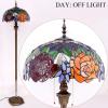 imageWERFACTORY Tiffany Floor Lamp Red Yellow Rose Stained Glass Standing Reading Light 16X16X64 Inches Antique Pole Corner Lamp Decor Bedroom Living Room Home Office S001 Series