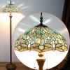 imageWERFACTORY Tiffany Floor Lamp Sea Blue Stained Glass Dragonfly Standing Reading Light 16X16X64 Inches Antique Pole Corner Lamp Decor Bedroom Living Room Home Office S147 Series
