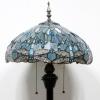 imageWERFACTORY Tiffany Floor Lamp Sea Blue Stained Glass Dragonfly Standing Reading Light 16X16X64 Inches Antique Pole Corner Lamp Decor Bedroom Living Room Home Office S147 Series