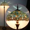imageWERFACTORY Tiffany Floor Lamp Sea Blue Stained Glass Dragonfly Standing Reading Light 16X16X64 Inches Antique Pole Corner Lamp Decor Bedroom Living Room Home Office S147 Series