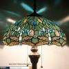 imageWERFACTORY Tiffany Floor Lamp Sea Blue Stained Glass Dragonfly Standing Reading Light 16X16X64 Inches Antique Pole Corner Lamp Decor Bedroom Living Room Home Office S147 Series