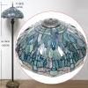 imageWERFACTORY Tiffany Floor Lamp Sea Blue Stained Glass Dragonfly Standing Reading Light 16X16X64 Inches Antique Pole Corner Lamp Decor Bedroom Living Room Home Office S147 Series