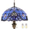 imageWERFACTORY Tiffany Floor Lamp Blue Purple Baroque Stained Glass Standing Reading Light 16X16X64 Inches Antique Pole Corner Lamp Decor Bedroom Living Room Home Office S003C Series