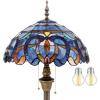 imageWERFACTORY Tiffany Floor Lamp Blue Purple Cloudy Stained Glass Standing Reading Light 16X16X64 Inches Antique Pole Corner Lamp Decor Bedroom Living Room Home Office S558 Series
