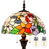 imageWERFACTORY Tiffany Floor Lamp Hummingbird Amber Stained Glass Standing Reading Light 16X16X64 Inches Antique Pole Corner Lamp Decor Bedroom Living Room Home Office S101 Series