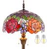 imageWERFACTORY Tiffany Floor Lamp Red Yellow Rose Stained Glass Standing Reading Light 16X16X64 Inches Antique Pole Corner Lamp Decor Bedroom Living Room Home Office S001 Series