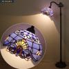 imageWERFACTORY Floor Lamp Tiffany Style Blue Purple Stained Glass Arched Lamp 12X18X64 Inches Gooseneck Adjustable Corner Standing Reading Light Decor Bedroom Living Room S003C Series