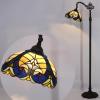 imageWERFACTORY Tiffany Floor Lamp Amber Yellow Liaison Stained Glass Arched Lamp 12X18X64 Inch Gooseneck Adjustable Corner Standing Reading Light Decor Bedroom Living Room S160E Series