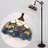 imageWERFACTORY Tiffany Floor Lamp Blue Lotus Flower Stained Glass Arched Lamp 12X18X64 Inch Gooseneck Adjustable Corner Standing Reading Light Decor Bedroom Living Room S220 Series