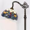 imageWERFACTORY Tiffany Floor Lamp Blue Lotus Flower Stained Glass Arched Lamp 12X18X64 Inch Gooseneck Adjustable Corner Standing Reading Light Decor Bedroom Living Room S220 Series