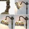 imageWERFACTORY Tiffany Floor Lamp Blue Lotus Flower Stained Glass Arched Lamp 12X18X64 Inch Gooseneck Adjustable Corner Standing Reading Light Decor Bedroom Living Room S220 Series