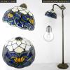 imageWERFACTORY Tiffany Floor Lamp Blue Lotus Flower Stained Glass Arched Lamp 12X18X64 Inch Gooseneck Adjustable Corner Standing Reading Light Decor Bedroom Living Room S220 Series