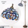 imageWERFACTORY Tiffany Floor Lamp Blue Purple Cloud Stained Glass Arched Lamp 12X18X64 Inches Gooseneck Adjustable Corner Standing Reading Light Decor Bedroom Living Room S558 Series