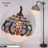 imageWERFACTORY Tiffany Floor Lamp Blue Purple Cloud Stained Glass Arched Lamp 12X18X64 Inches Gooseneck Adjustable Corner Standing Reading Light Decor Bedroom Living Room S558 Series