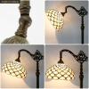 imageWERFACTORY Tiffany Floor Lamp Cream Amber Stained Glass Bead Arched Lamp 12X18X64 Inch Gooseneck Adjustable Corner Standing Reading Light Decor Bedroom Living Room S005 Series