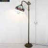 imageWERFACTORY Tiffany Floor Lamp Green Liaison Stained Glass Arched Lamp 12X18X64 Inches Gooseneck Adjustable Corner Standing Reading Light Decor Bedroom Living Room S160G Series