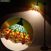 imageWERFACTORY Tiffany Floor Lamp Green Yellow Stained Glass Dragonfly Arch Lamp 12X18X64 Inch Gooseneck Adjustable Corner Standing Reading Light Decor Bedroom Living Room S009G Series