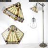 imageWERFACTORY Tiffany Floor Lamp Mission Hexagon Stained Glass Arched Lamp 12X18X64 Inches Gooseneck Adjustable Corner Standing Reading Light Decor Bedroom Living Room S011 Series