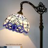 imageWERFACTORY Tiffany Floor Lamp Navy Blue White Stained Glass Arched Lamp 12X18X64 Inches Gooseneck Adjustable Corner Standing Reading Light Decor Bedroom Living Room S003B Series