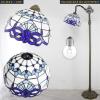 imageWERFACTORY Tiffany Floor Lamp Navy Blue White Stained Glass Arched Lamp 12X18X64 Inches Gooseneck Adjustable Corner Standing Reading Light Decor Bedroom Living Room S003B Series