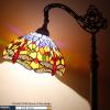 imageWERFACTORY Tiffany Floor Lamp Orange Blue Stained Glass Dragonfly Arched Lamp 12X18X64 Inch Gooseneck Adjustable Corner Standing Reading Light Decor Bedroom Living Room S168 Series