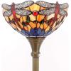 imageWERFACTORY Tiffany Floor Lamp Orange Blue Stained Glass Dragonfly Light 12X12X66 Inches Torchiere Standing Corner Torch Uplight Decor Bedroom Living Room Home Office S168 Series