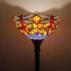 imageWERFACTORY Tiffany Floor Lamp Orange Blue Stained Glass Dragonfly Light 12X12X66 Inches Torchiere Standing Corner Torch Uplight Decor Bedroom Living Room Home Office S168 Series