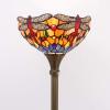 imageWERFACTORY Tiffany Floor Lamp Orange Blue Stained Glass Dragonfly Light 12X12X66 Inches Torchiere Standing Corner Torch Uplight Decor Bedroom Living Room Home Office S168 Series