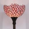 imageWERFACTORY Tiffany Floor Lamp Pink Stained Glass Wisteria Light 12X12X66 Inches Pole Torchiere Standing Corner Torch Uplight Decor Bedroom Living Room Home Office S523P Series