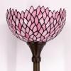 imageWERFACTORY Tiffany Floor Lamp Pink Stained Glass Wisteria Light 12X12X66 Inches Pole Torchiere Standing Corner Torch Uplight Decor Bedroom Living Room Home Office S523P Series