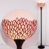 imageWERFACTORY Tiffany Floor Lamp Pink Stained Glass Wisteria Light 12X12X66 Inches Pole Torchiere Standing Corner Torch Uplight Decor Bedroom Living Room Home Office S523P Series