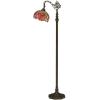 imageWERFACTORY Tiffany Floor Lamp Red Rose Flower Stained Glass Arched Lamp 10X18X64 Inches Gooseneck Adjustable Corner Standing Reading Light Decor Bedroom Living Room S001 Series
