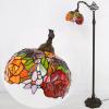 imageWERFACTORY Tiffany Floor Lamp Red Rose Flower Stained Glass Arched Lamp 10X18X64 Inches Gooseneck Adjustable Corner Standing Reading Light Decor Bedroom Living Room S001 Series