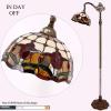 imageWERFACTORY Tiffany Floor Lamp Red Tulip Flower Stained Glass Arched Lamp 12X18X64 Inches Gooseneck Adjustable Corner Standing Reading Light Decor Bedroom Living Room S030 Series A