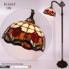 imageWERFACTORY Tiffany Floor Lamp Red Tulip Flower Stained Glass Arched Lamp 12X18X64 Inches Gooseneck Adjustable Corner Standing Reading Light Decor Bedroom Living Room S030 Series A