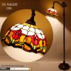 imageWERFACTORY Tiffany Floor Lamp Red Tulip Flower Stained Glass Arched Lamp 12X18X64 Inches Gooseneck Adjustable Corner Standing Reading Light Decor Bedroom Living Room S030 Series A