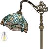imageWERFACTORY Tiffany Floor Lamp Sea Blue Stained Glass Dragonfly Arched Lamp 12X18X64 Inches Gooseneck Adjustable Corner Standing Reading Light Decor Bedroom Living Room S147 Series