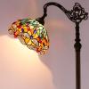 imageWERFACTORY Tiffany Floor Lamp Sea Blue Yellow Stained Glass Dragonfly Arch Lamp 12X18X64 Inch Gooseneck Adjustable Corner Stand Reading Light Decor Bedroom Living Room S128 Series