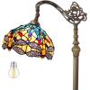 imageWERFACTORY Tiffany Floor Lamp Sea Blue Yellow Stained Glass Dragonfly Arch Lamp 12X18X64 Inch Gooseneck Adjustable Corner Stand Reading Light Decor Bedroom Living Room S128 Series