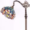 imageWERFACTORY Tiffany Floor Lamp Sea Blue Yellow Stained Glass Dragonfly Arch Lamp 12X18X64 Inch Gooseneck Adjustable Corner Stand Reading Light Decor Bedroom Living Room S128 Series