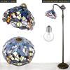 imageWERFACTORY Tiffany Floor Lamp Sea Blue Yellow Stained Glass Dragonfly Arch Lamp 12X18X64 Inch Gooseneck Adjustable Corner Stand Reading Light Decor Bedroom Living Room S128 Series
