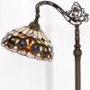 imageWERFACTORY Tiffany Floor Lamp Stained Glass Serenity Victorian Arched Lamp 12X18X64 Inches Gooseneck Adjustable Corner Standing Reading Light Decor Bedroom Living Room S021 Series