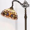 imageWERFACTORY Tiffany Floor Lamp Stained Glass Serenity Victorian Arched Lamp 12X18X64 Inches Gooseneck Adjustable Corner Standing Reading Light Decor Bedroom Living Room S021 Series