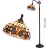 imageWERFACTORY Tiffany Floor Lamp Stained Glass Serenity Victorian Arched Lamp 12X18X64 Inches Gooseneck Adjustable Corner Standing Reading Light Decor Bedroom Living Room S021 Series