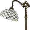 imageWERFACTORY Tiffany Floor Lamp Cream Amber Stained Glass Bead Arched Lamp 12X18X64 Inch Gooseneck Adjustable Corner Standing Reading Light Decor Bedroom Living Room S005 Series