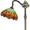 imageWERFACTORY Tiffany Floor Lamp Green Yellow Stained Glass Dragonfly Arch Lamp 12X18X64 Inch Gooseneck Adjustable Corner Standing Reading Light Decor Bedroom Living Room S009G Series
