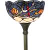 imageWERFACTORY Tiffany Floor Lamp Blue Lotus Flower Stained Glass Light 12X12X66 Inches Pole Torchiere Standing Corner Torch Uplight Decor Bedroom Living Room Home Office S220 Series