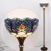 imageWERFACTORY Tiffany Floor Lamp Blue Lotus Flower Stained Glass Light 12X12X66 Inches Pole Torchiere Standing Corner Torch Uplight Decor Bedroom Living Room Home Office S220 Series