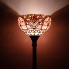 imageWERFACTORY Tiffany Floor Lamp Pink Baroque Stained Glass Light 12X12X66 Inches Pole Torchiere Standing Corner Torch Uplight Decor Bedroom Living Room Home Office S003P Series