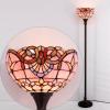 imageWERFACTORY Tiffany Floor Lamp Pink Baroque Stained Glass Light 12X12X66 Inches Pole Torchiere Standing Corner Torch Uplight Decor Bedroom Living Room Home Office S003P Series